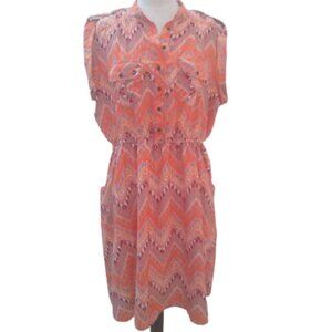 Speed Control Patterned Dress,Coral Multicolor, Size 1X